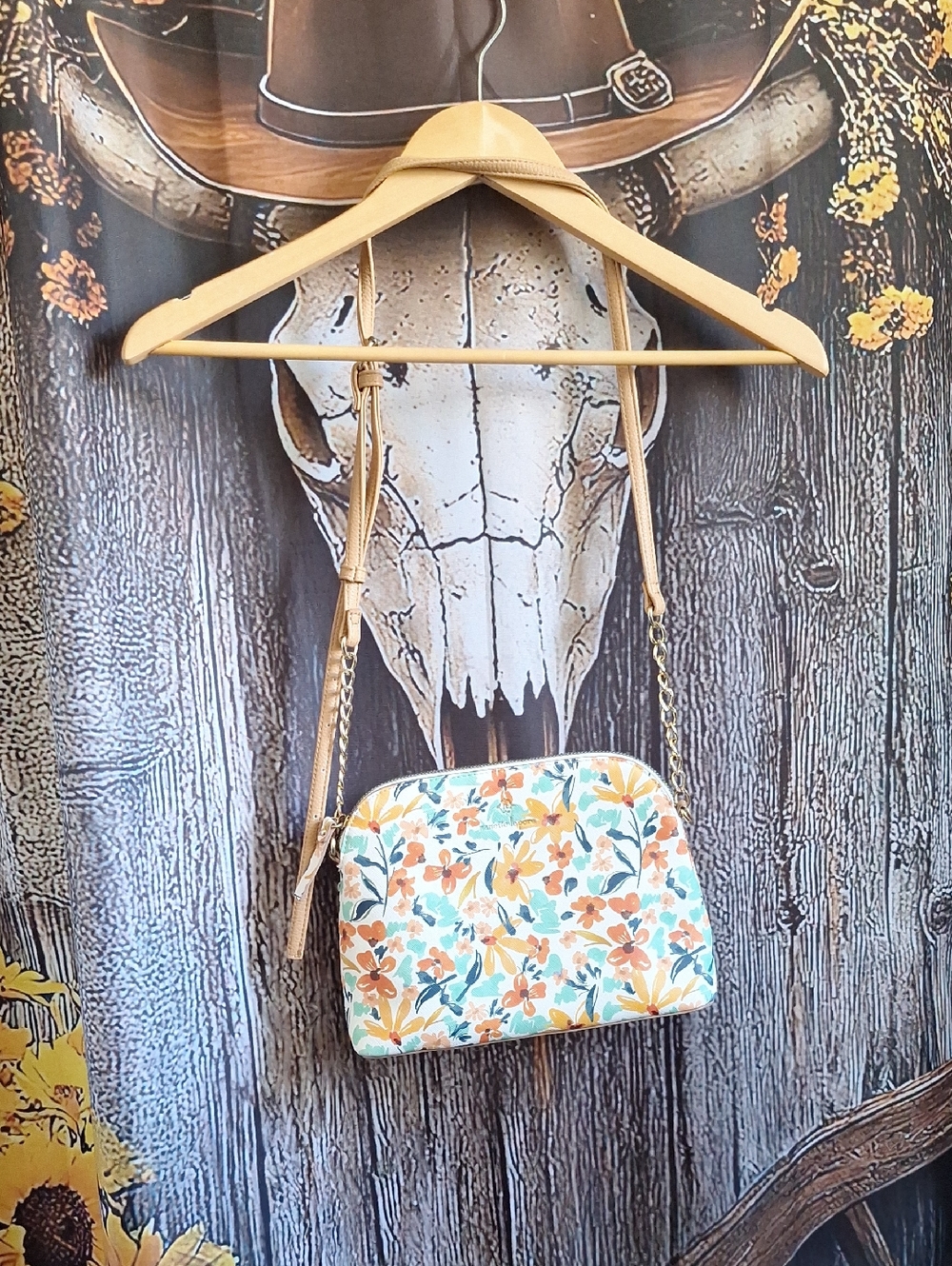 Nanette Lepore Floral Crossbody Bag in Cream, Yellow and Teal